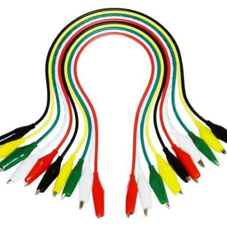 JUEGO 10 CABLES CON CLIPS DE COLORES LARGO:49 CM