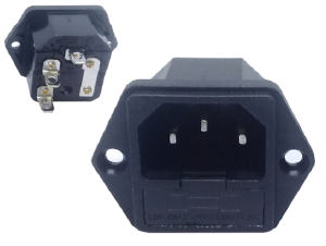 CONECTOR MACHO PODER CHASIS C/ PORTA FUSIBLE